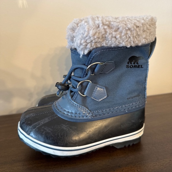 Sorel Waterproof Snow Boots Blue/black Fleece Lining Size 11 - Picture 4 of 9